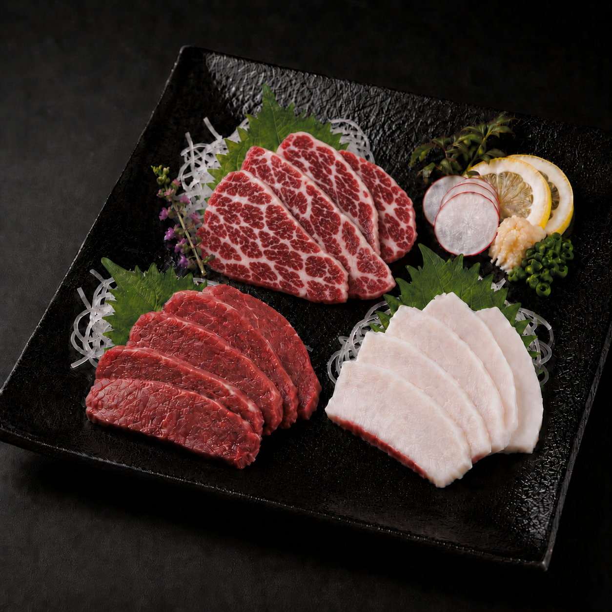馬刺し 三種食べ比べ 霜降り・赤身・たてがみ（240g）